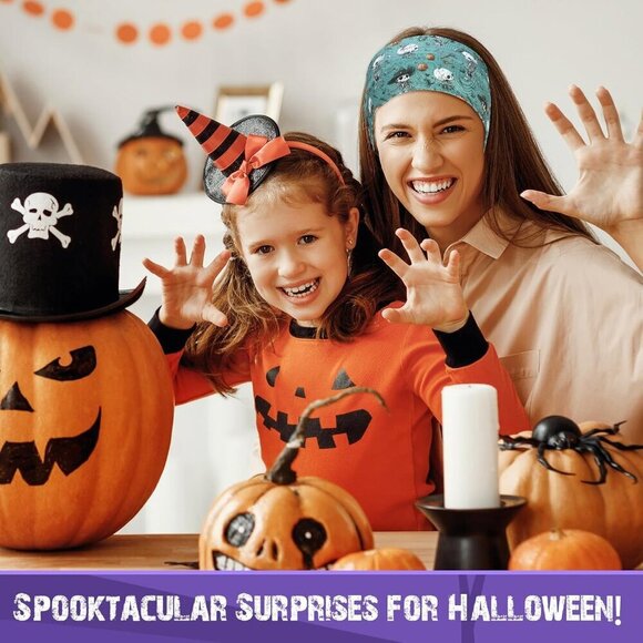 Halloween Headbands Bulk 24 Pack Wide Knotted Turban Ghost Pumpkin Accessories main image 7